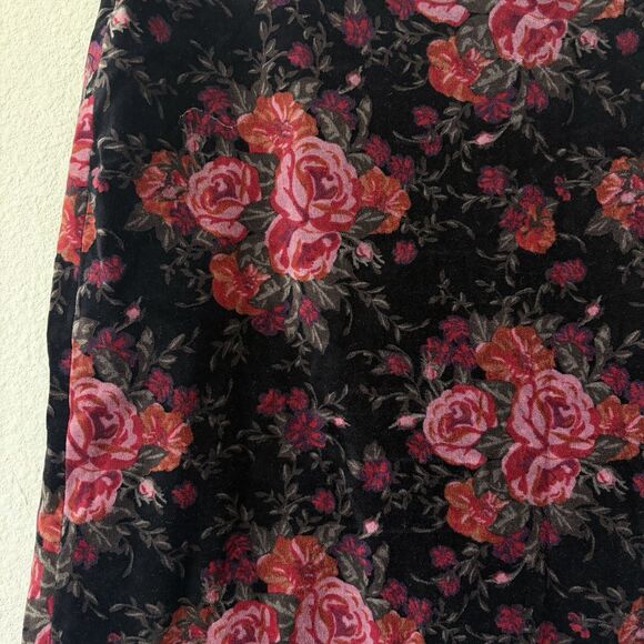 Dark Romantic Velvet Skirt Rose Floral Vintage H&M Mini Pencil Sz 18 Gothic - Picture 2 of 7